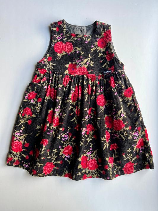 Oshkosh Vintage Carnation Floral Print Cord Dress - Age 3y