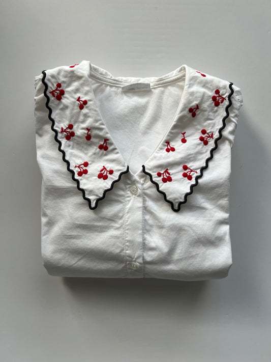 Maed for Mini Cherry Embroidered Cotton Shirt - Age 6y