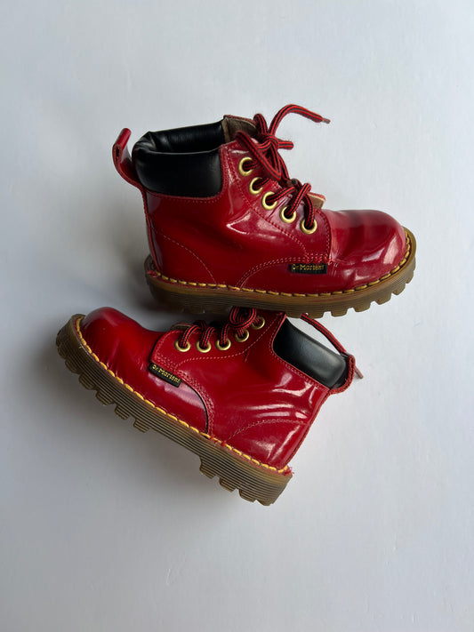 Dr. Martens Red Patent Leather Made In England Boots - Size 6uk