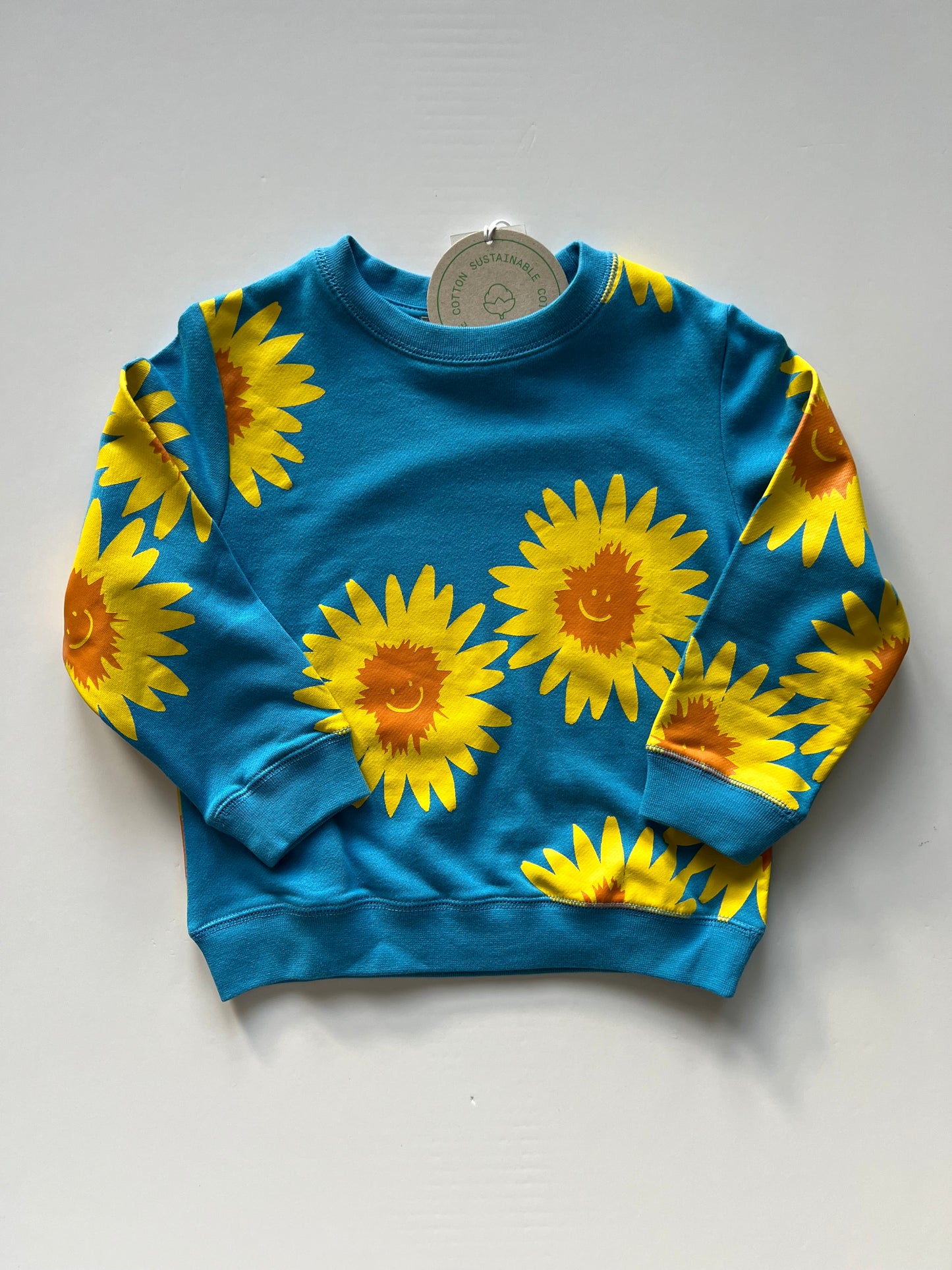 Stella McCartney Blue Smiley Sunflower Print Sweatshirt- Age 3-4y (BNWT)